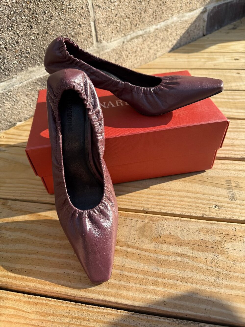 Bernardo 1946 Manu Pointed-Toe Glove Pump — Plum Purple Lambskin